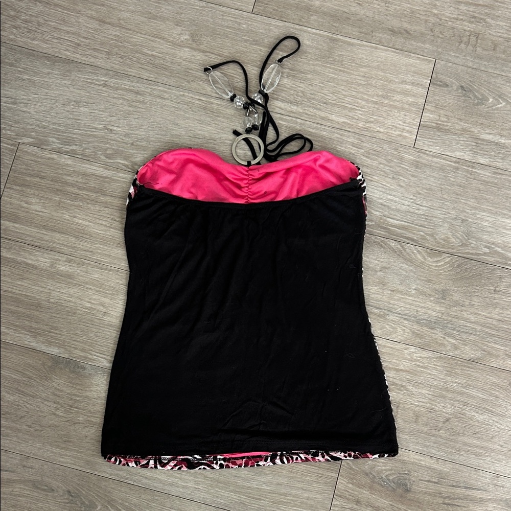 Pink Animal Print Strapless Party Top - Picture 4 of 6